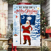 We Wish You a Merry Christmas Flag, South Carolina Christmas Garden Flag, Santa Claus Yard Flag, Double Sided Holiday Yard Decor