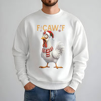 F-Caw-F Singing Rooster Holiday Shirt, Humorous Chicken Christmas Sweatshirt, Farm Animal Christmas Crewneck, Sarcastic Xmas Pullover
