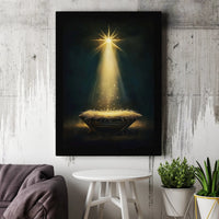 Holy Manger Christian Canvas Print, Star of Bethlehem Nativity Canvas Wall Art, Religious Christmas Scene Decor, Holiday Faith Home Present