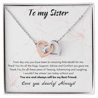 Sister Heart Necklace, Interlocking Hearts Necklace for Sister, Sentiment Message Heart Pendant Jewelry, Birthday Christmas Present for Her