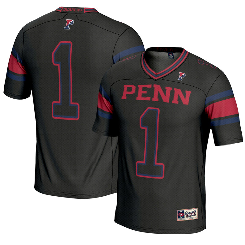 #1 Pennsylvania Quakers Endzone Football Jersey - Black