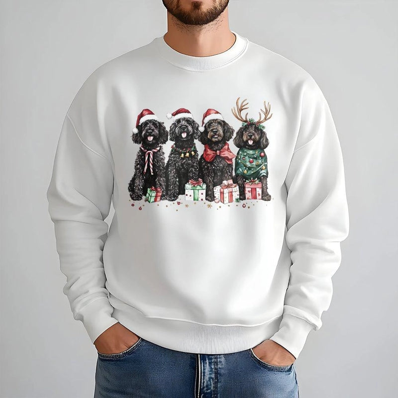 Festive Holiday Dog Crewneck, Goldendoodle Christmas Sweatshirt, Adorable Dog Mom Sweater, Retro Xmas Puppy Pullover, Winter Dog Lover Present