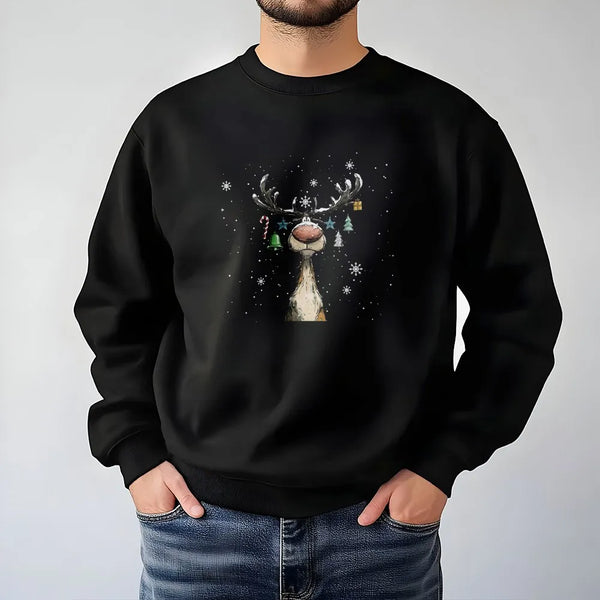Ornament Antler Reindeer Crewneck, Christmas Reindeer Sweatshirt, Retro Holiday Deer Pullover, Adorable Xmas Present, Holiday
