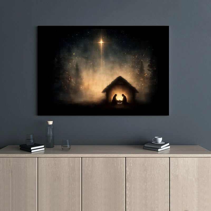 Star of Bethlehem Wall Art, Nativity Scene Canvas Print, Religious Christmas Canvas Art, Christian Holiday Canvas Decor, Church Home Present