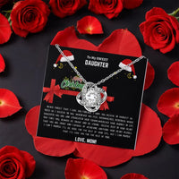 Christmas Present from Mom, Daughter Love Knot Necklace, Rotating Rose Box, CZ Crystal Love Knot Pendant, Meaningful Daughter Love Knot Jewelry