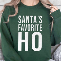 Humorous Sarcastic Christmas Crewneck, Santa's Favorite Ho Sweatshirt, Sassy Naughty List Holiday Sweater, Retro Xmas Pullover, Present for Her