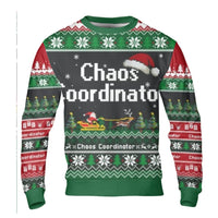 Pixelated Santa Sleigh Ugly Sweater, Chaos Coordinator Ugly Christmas Sweater, Humorous Holiday Sweatshirt, Winter Graphic Ugly Sweater Present