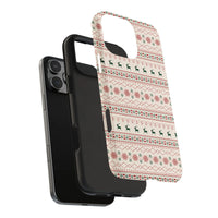 Ugly Sweater Pattern Phone Cover, Christmas Reindeer iPhone Case, Dual Layer Polycarbonate TPU Tough Phone Case, Festive Holiday Xmas Present