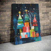Colorful Holiday Canvas Print, Abstract Christmas Tree Canvas Art, Festive Winter Xmas Canvas Wall Decor, Holiday Season Office Present