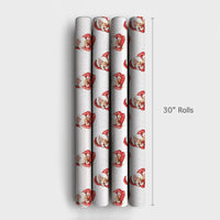 Watercolor Santa Claus Gift Wrap, Santa Eating Cookie Wrapping Paper, Holiday Cookies Christmas Paper, Secret Santa Present Wrapping Roll