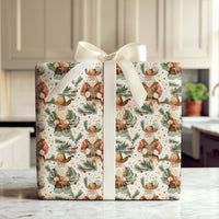 Western Holiday Santa Gift Wrap, Cowboy Santa Wrapping Paper, Rustic Country Christmas Wrapping Paper, Whimsical Pine Berry Gift Wrap Paper