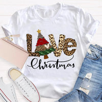 Festive Tree Graphic Shirt, Christmas Leopard Print T-Shirt, Trendy Animal Print Holiday Tee, Retro Merry Christmas Graphic T-Shirt