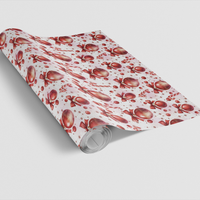 Red and Gold Candy Gift Wrap, Merry Confection Christmas Wrapping Paper, Holiday Sweets Ornament Present Wrap, Festive Gift Wrapping Paper