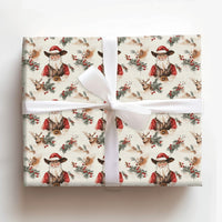 Rustic Reindeer Holiday Gift Wrap, Western Cowboy Santa Wrapping Paper, Country Christmas Wrapping Paper, Pine Holly Berry Xmas Gift Wrap