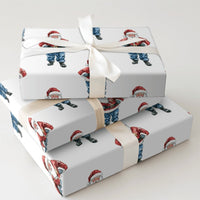 JB Buckle Christmas Gift Wrap, Watercolor Santa in Jeans Wrapping Paper, Humorous Blue Jeans Santa Holiday Wrapping Paper, Xmas Gift Wrap
