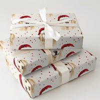 Dog Holiday Gift Wrap, Golden Retriever Christmas Wrapping Paper, Watercolor Santa Dog Wrapping Paper, Adorable Puppy Christmas Gift Wrap