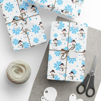 Adorable Snowflake Gift Wrap, Blue Snowman Wrapping Paper, Festive Holiday Present Paper, Winter Christmas Present Paper, Holiday Wrapping Paper