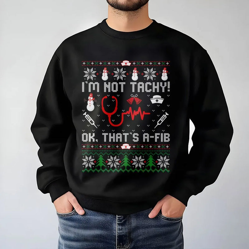 Humorous Medical Heart Rhythm Sweater, Nurse Ugly Christmas Sweatshirt, RN Holiday Graphic Crewneck, Nurse Practitioner Xmas Pullover