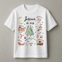 Christian Christmas Shirt, Jesus Is My Greatest Present T-Shirt, Bible Verse Tree Graphic Tee, Faith Holiday T-Shirt, Religious Believer Present