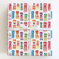 Watercolor Knitted Comfy Pattern Gift Wrap, Winter Scarf Wrapping Paper, Warm Knitwear Wrapping Paper, Holiday Christmas Birthday Present Decor