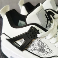 Basketball Shoes, White Black Colorway, Lace Up Design, Casual Gift for Shoe Lovers