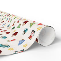 Adorable Holiday Gnomes Gift Wrap, Watercolor Christmas Gnome Wrapping Paper, Festive Xmas Present Paper, Winter Gnome Pattern Gift Wrap Roll