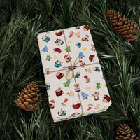 Adorable Holiday Gnomes Gift Wrap, Watercolor Christmas Gnome Wrapping Paper, Festive Xmas Present Paper, Winter Gnome Pattern Gift Wrap Roll