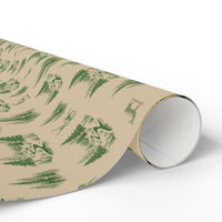 Deer Pine Tree Gift Wrap, Rustic Woodland Wrapping Paper, Forest Animal Christmas Present Paper, Nature Winter Wrapping Paper Roll