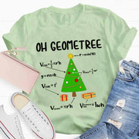 Humorous Geometry Pun Xmas Tree Shirt, Oh Geometree Math Christmas T-Shirt, Math Teacher Holiday Tee, Student Math Humor Shirt Present