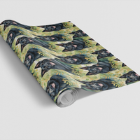 Botanical Watercolor Dog Gift Wrap, Black German Shepherd Wrapping Paper, German Shepherd Christmas Gift Wrapping Paper, Dog Present Wrap
