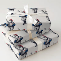 Retro Baseball Christmas Gift Wrap, Vintage Baseball Santa Wrapping Paper, Sports Santa Wrapping Paper, Holiday Baseball Gift Wrap Roll