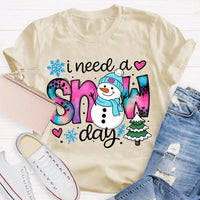 Winter Holiday Graphic Tee, Snow Day Snowman Christmas Tree T-Shirt, Adorable Snowman Tree Shirt, Humorous Winter Season Tee, Christmas Snow Present