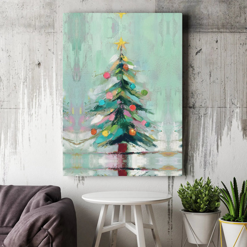 Painterly Holiday Wall Decor, Abstract Christmas Tree Canvas Art, Modern Festive Christmas Tree Print, Seasonal Winter Home Decor Canvas