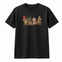 Santa Hat Doodle Dog Holiday Graphic Tee, Goldendoodle Christmas T-Shirt, Adorable Festive Puppy Mom Shirt, Winter Xmas Party Pet Lover Present