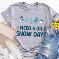 Humorous Winter Holiday Graphic Tee, Snow Days Snowflake Christmas Tree Shirt, Comfy Snow Lover T-Shirt, Winter Break Teacher Present