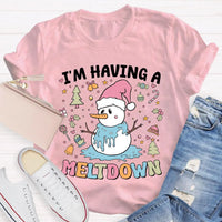 Humorous Winter Holiday Graphic Shirt, Meltdown Snowman Christmas T-Shirt, Adorable Melting Snowman Humor Xmas Tee, Present