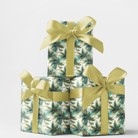 Botanical Pine and Gold Ornament Gift Wrap, Christmas Wrapping Paper, Elegant Holiday Present Paper Roll, Winter Xmas Present Supplies