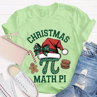 Humorous Math Teacher Holiday Shirt, Pi Symbol Santa Hat Christmas T-Shirt, Christmas STEM Graphic Tee, Math Lover Xmas Tee, Teacher Present