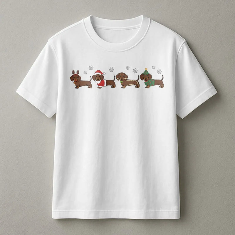 Adorable Wiener Dog Holiday Shirt, Dachshund Christmas T-Shirt, Retro Xmas Dog Graphic Tee, Humorous Pet Lover Apparel, Present for Dog Owners