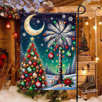 Crescent Moon Holiday Yard Flag, South Carolina Christmas Palmetto Garden Flag, Double-Sided SC Xmas Lawn Flag, Southern Winter Porch Decor