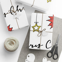 Poinsettia Ornament Doodle Gift Wrap, Merry Christmas Wrapping Paper, Festive Holiday Gift Wrapping Paper, Adorable Winter Present Paper Roll