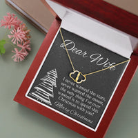 Interlocking Hearts Diamond Pendant, Everlasting Love 10k Solid Gold Necklace for Wife, LED Gift Box Necklace, Romantic Christmas Jewelry