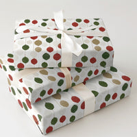Festive Holiday Baubles Gift Wrap, Ikat Ornaments Christmas Wrapping Paper, Colorful Geometric Xmas Wrapping Paper, Modern Present Packaging