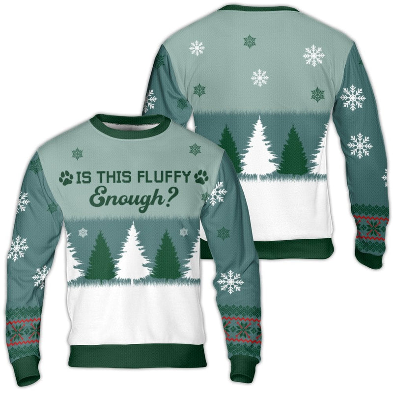 Winter Forest Paw Print Sweater, Is This Fluffy Enough Ugly Christmas Sweater, Humorous Pet Lover Holiday Sweatshirt, Comfy Xmas Present for Men