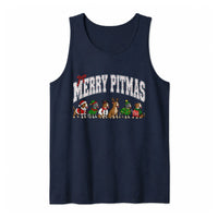 Humorous Pitbull Christmas Tank, Merry Pitmas Tank Top, Pit Bull Mom Sleeveless Tee, Holiday Dog Lover Tank, Christmas Present for Pitbull Mom