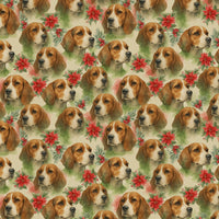 Watercolor Hound Dog Poinsettia Gift Wrap, Beagle Christmas Wrapping Paper, Festive Pet Holiday Wrapping Paper, Dog Lover Xmas Wrap