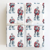 Festive Christmas Sports Gift Wrap, Santa Hockey Goalie Wrapping Paper, Watercolor Ice Hockey Paper, Adorable Present Wrapping Paper, Coach Present