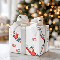 Athletic Sports Santa Gift Wrap, Volleyball Santa Wrapping Paper, Humorous Volleyball Player Present Wrap, Christmas Volleyball Holiday Paper
