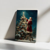 Nostalgic Christmas Canvas Print, Vintage Santa Claus Canvas Wall Art, Retro Holiday Tree Canvas Art, Festive Winter Wall Decor, Xmas Present