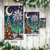 Crescent Moon Holiday Yard Flag, South Carolina Christmas Palmetto Garden Flag, Double-Sided SC Xmas Lawn Flag, Southern Winter Porch Decor